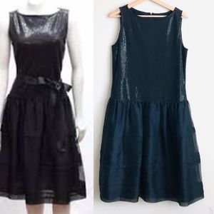 ST.JOHN Paillette black formal midi dress- size 12